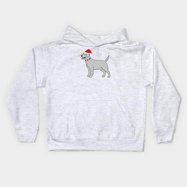 Gray Christmas Dog Kids Hoodie by Kelly Louise Art